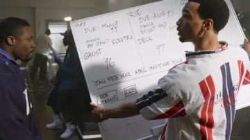 Tommy Hilfiger International Games Striped White Shirt worn by Mitchell 'Divine' Diggs (Julian Elijah Martinez) as seen in Wu-Tang: An American Saga (S03E01)