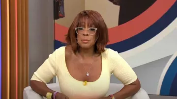 Ganni Melange Rib-Knit Midi-Dress worn by Gayle King as seen in CBS Mornings on February 15, 2023