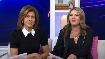 Alice + Olivia Chase Puff Sleeve Sweater with Removable Collar worn by Hoda Kotb as seen in Today with Hoda & Jenna on February 17, 2023