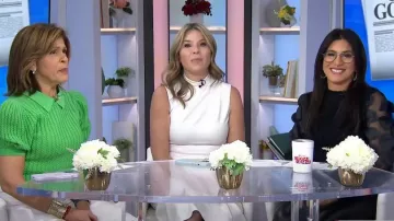 Alice + Olivia Chase Cable-Knit Puff-Sleeve Sweater worn by Hoda Kotb as seen in Today with Hoda & Jenna on February 20, 2023