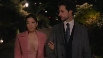 Oscar De La Renta Double-Breasted Wool Coat worn by Ingrid Yun (Arden Cho) as seen in Partner Track (S01E06)