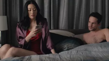 Olivia Von Halle Bella Silk Pajamas worn by Ingrid Yun (Arden Cho) as seen in Partner Track (S01E07)
