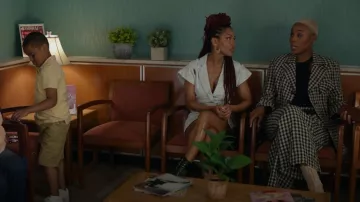 Retroféte Gia Acid Wash Denim Mini Dress In Blue worn by Camille Parks (Meagan Good) as seen in Harlem (S02E04)