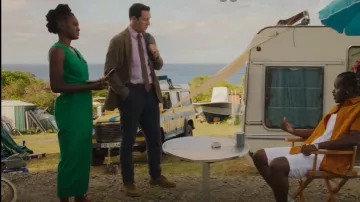 Whistles Nettie Utility Jumpsuit in Green worn by DS Naomi Thomas (Shantol Jackson) as seen in Death in Paradise (S11E07)