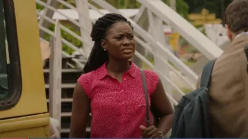 Whistles Diagonal Print Sleeveless Shirt in Pink worn by DS Naomi Thomas (Shantol Jackson) as seen in Death in Paradise (S12E01)