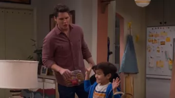 Faherty Weath­ered Wine Knit Sea­sons Shirt worn by Quinten (Matt Shively) as seen in Lopez vs. Lopez (S01E12)