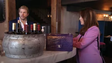 Chanel Classic Jumbo Alligator Double Flap Bag worn by Lisa Vanderpump as seen in Vanderpump Rules (S10E01)