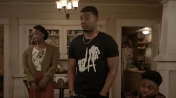 Cute Freaky Los Angeles Hand Sign Skeleton LA Gift Premium T Shirt worn by Spencer James (Daniel Ezra) as seen in All American (S04E20)