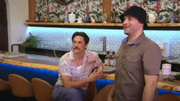 Booho Boxy Vis­cose Ban­dana Re­vere Shirt worn by Tom Schwartz as seen in Vanderpump Rules (S10E02)
