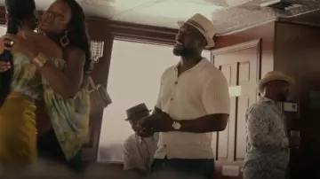 Vince Crocheted Button Front Short Sleeve Shirt worn by Phillip Banks (Adrian Holmes) as seen in Bel-Air (S02E01)