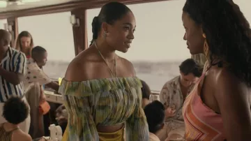 Zara Printed Tul Top usado por Lisa (Simone Joy Jones) visto en Bel-Air (S02E01)