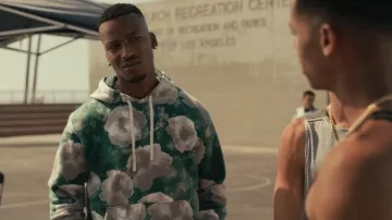 Nike Floral All Over Burnout Print Hoodie In Green worn by Tray Melbert (SteVonté Hart) as seen in Bel-Air (S02E01)