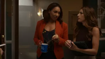 L'Agence Lexi Camisole in Midnight & Gold Lasso Chain worn by Iris West-Allen (Candice Patton) as seen in The Flash (S09E01)