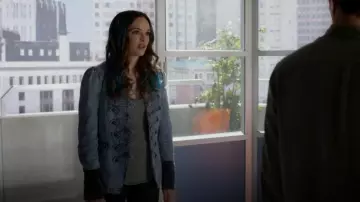 Free People Denim Seamed And Structured Jacket worn by Caitlin Snow (Danielle Panabaker) as seen in The Flash (S09E02)