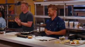 Paul Smith Navy Mix Up Floral Short Sleeve Shirt worn by Richard Blais as seen in Next Level Chef (S01E05)