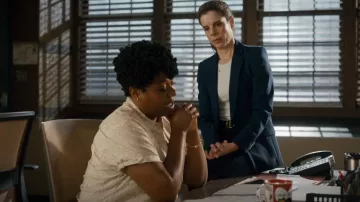 The Group by Babaton Karma T Shirt worn by Det. Samantha Wazowski (Meredith MacNeill) as seen in Pretty Hard Cases (S03E03)