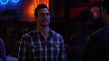 Moonshine Spirit Men's All Day Long Large Plaid Snap Western Shirt worn by Max (Cheyenne Jackson) as seen in Call Me Kat (S03E15)