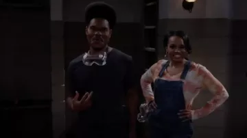 Sonoma Goods For Life Cropped Jean Overalls In Medium Wash worn by Randi (Kyla Pratt) as seen in Call Me Kat (S03E15)