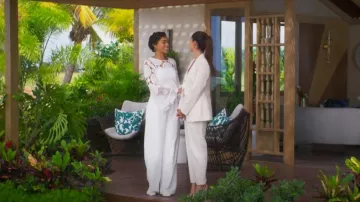Zara High Waisted Belted Pants worn by Elena Roarke (Roselyn Sánchez) as seen in Fantasy Island (S02E06)