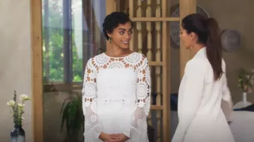 Free People Sunchaser Crochet Crop Top worn by Ruby Akuda (Kiara Barnes) as seen in Fantasy Island (S02E06)