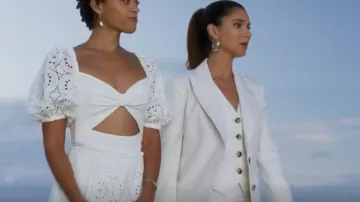 Bella Freud Cavalry Twill Chrissie Waistcoat worn by Elena Roarke (Roselyn Sánchez) as seen in Fantasy Island (S02E07)