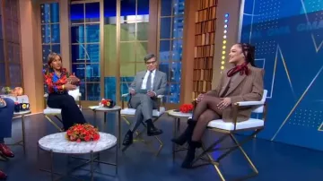 Filippa K Striped Double-Breasted Blazer worn by Tessa Thompson as seen in Good Morning America on February 23, 2023