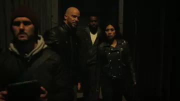 L'Agence Bik­er Leather Jack­et worn by Melody 'Mel' Bayani (Liza Lapira) as seen in The Equalizer (S03E09)