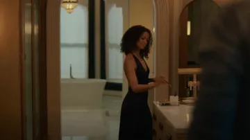 Michael Lo Sordo Navy Alexandra Open Back Silk Satin Gown worn by Sophie (Gugu Mbatha-Raw) as seen in Surface (S01E01)