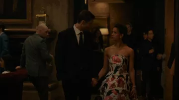 Carolina Herrera Spring 2021 Tulip Metallic Jacquard Strapless Dress worn by Sophie (Gugu Mbatha-Raw) as seen in Surface (S01E01)