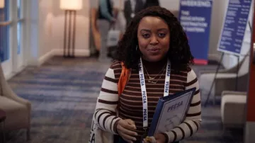 Forever 21 Mock Neck Striped Sweatrer worn by Janine Teagues (Quinta Brunson) as seen in Abbott Elementary (S02E16)