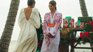 INC International Concepts Petite Cotton Embroidered Maxi Dress worn by Elena Roarke (Roselyn Sánchez) as seen in Fantasy Island (S01E10)