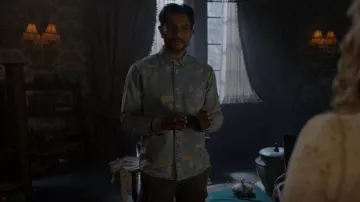 Scotch & Soda Printed Denim Shirt worn by Jay Arondekar (Utkarsh Ambudkar) as seen in Ghosts (S02E15)