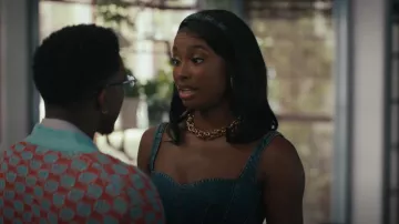 Gucci GG Supreme Denim Hair Band worn by Hilary Banks (Coco Jones) as seen in Bel-Air (S02E02)