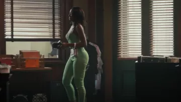 Area Green Moto Knee Leggings worn by Hilary Banks (Coco Jones) as seen in Bel-Air (S02E02)