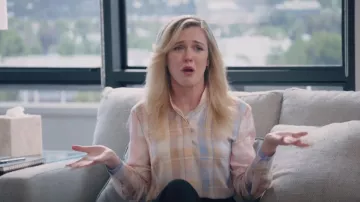 Zimmermann Dancer Multi Check Tie Neck Silk Shirt worn by Sadie Ryan (Harriet Dyer) as seen in American Auto (S02E06)