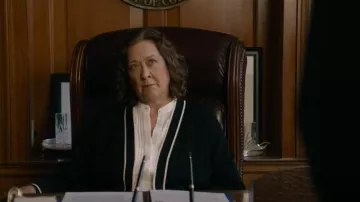 Massimo Dutti Con­trast Cardi­gan worn by Katarina Rostova (Laila Robins) as seen in The Blacklist (S10E01)
