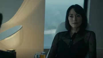 Givenchy Flocked Tulle Blouse worn by Tatiana (Gratiela Brancusi) as seen in Mayor of Kingstown (S02E06)