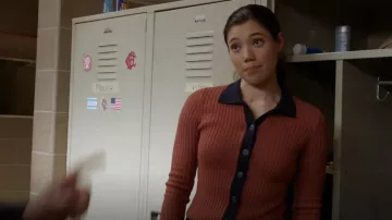 Rag and Bone Navaya Cotton Polo Cardigan worn by Violet Mikami (Hanako Greensmith) as seen in Chicago Fire (S11E15)