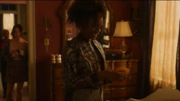Ba&sh Jacquard Bomber Jack­et worn by Sasha Snow (Margaret Odette) as seen in Sex/Life (S02E01)