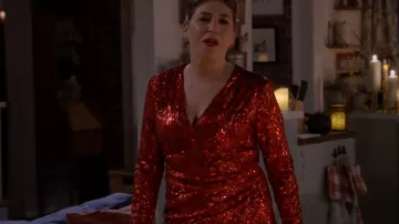 SHO Manches longues Sequin Floral Mini Robe portée par Kat (Mayim Bialik) comme on le voit dans Call Me Kat (S03E16)