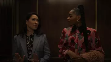 Alice + Olivia Long-Sleeved Poo­dle-Print Silk Shirt worn by Francesca (Li Jun Li) as seen in Sex/Life (S02E02)