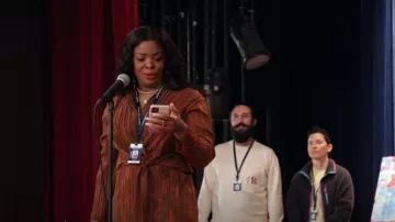 Zara Jacquard Knotted Top worn by Ava Coleman (Janelle James) as seen in Abbott Elementary (S02E17)