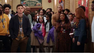 Cos Belted Printed Midi Shirt Dress worn by Janine Teagues (Quinta Brunson) as seen in Abbott Elementary (S02E17)