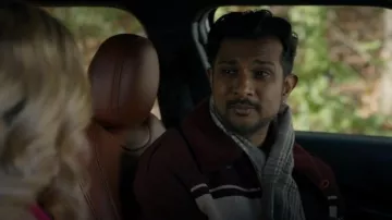 Scotch & Soda Jacquard Wool-Blend Bomber Jacket worn by Jay Arondekar (Utkarsh Ambudkar) as seen in Ghosts (S02E16)