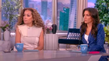 Smythe Abstract Floral Puff Sleeve Blazer worn by Alyssa Farah as seen in The View on March 4, 2023