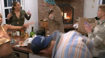 Pretty Little Thing Khaki Rib Ruched Button Front Long Sleeve Bodysuit worn by Amanda Batula as seen in Winter House (S02E04)