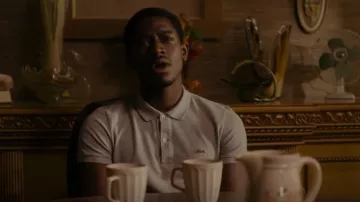 Lacoste Slim Fit Pique Po­lo in Grey worn by Franklin Saint (Damson Idris) as seen in Snowfall (S05E01)