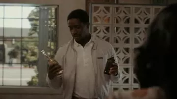 Members Only Iconic Racer Khaki Jacket worn by Franklin Saint (Damson Idris) as seen in Snowfall (S05E05)
