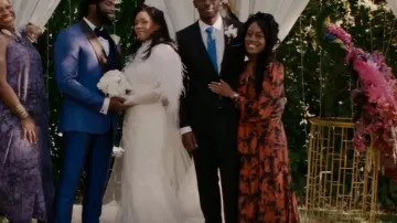Anthropologie Ca­ballero Ab­stract Wrap Mi­di Dress worn by Veronique (Devyn A. Tyler) as seen in Snowfall (S05E08)
