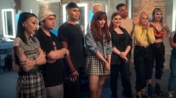 Weekday 99 Cent Dreams T Shirt In Black worn by Berny Ferr as seen in Glow Up: Britain's Next Make-Up Star (S02E01)